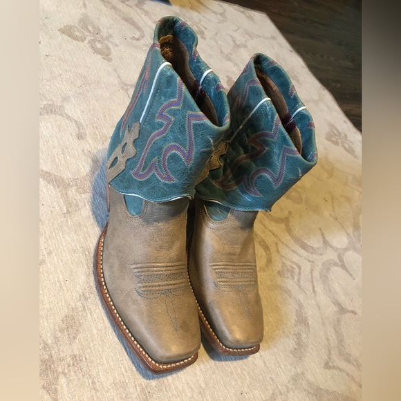 Twisted X stepping out cuff tan/teal cowboy western block heel size 7B - Picture 9 of 13